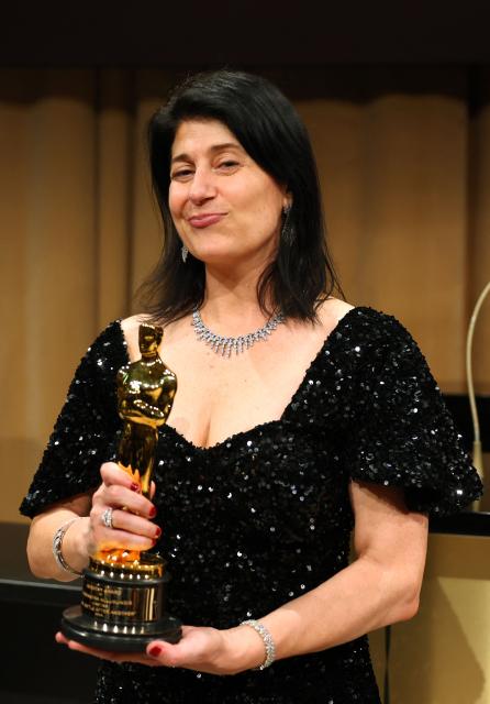 US casting director Cassandra Kulukundis poses with her Oscar for Best Casting for one "One Battle After Another" during the 98th Annual Academy Awards Governors Ball at the Dolby Theatre in Hollywood, California on March 15, 2026. (Photo by ANGELA WEISS / AFP)