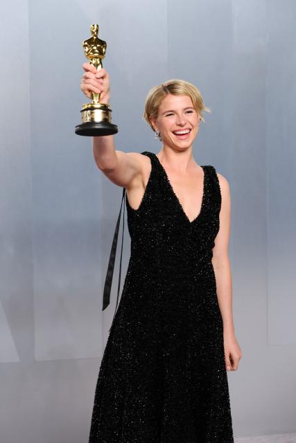 Irish actress Jessie Buckley holds her Oscar for Best Actress in a Leading Role for "Hamnet" as she attends the Vanity Fair Oscar Party at the Los Angeles County Museum of Art (LACMA) in Los Angeles on March 15, 2026. (Photo by Jean Baptiste Lacroix / AFP)