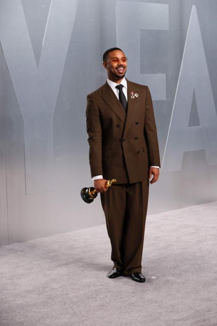 US actor Michael B. Jordan US actor Michael B. Jordan holds the Oscar for Best Actor in a Leading Role for "Sinners" as he attends the Vanity Fair Oscar Party at the Los Angeles County Museum of Art (LACMA) in Los Angeles on March 15, 2026. (Photo by Jean Baptiste Lacroix / AFP)