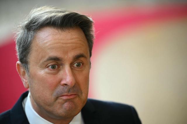 Luxembourg's Foreign Minister Xavier Bettel speaks to the media as he arrives for a Foreign Affairs Council to discuss Russia’s war of aggression against Ukraine and the situation in the Middle East, in Brussels on March 16, 2026. (Photo by NICOLAS TUCAT / AFP)