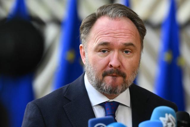 EU Commissioner for Energy and Housing, Dan Jorgensen arrives for a Transport, Telecommunications and Energy Council in Brussels on March 16, 2026. (Photo by NICOLAS TUCAT / AFP)