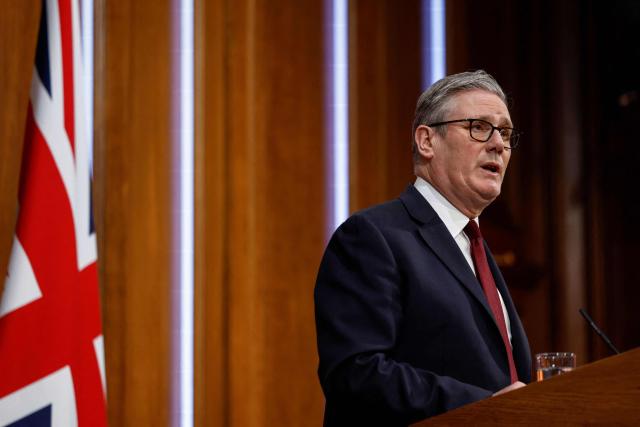 Britain's Prime Minister Keir Starmer speaks to the media on the situation in the Middle East, at Downing Street in central London on March 16, 2026. (Photo by Brook Mitchell / POOL / AFP)