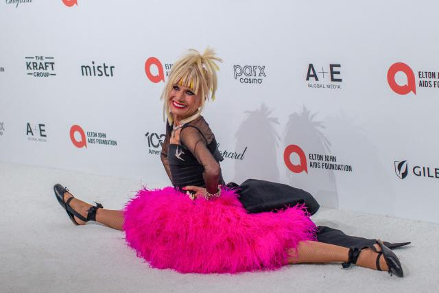 Designer Betsey Johnson attends the 34th Annual Elton John AIDS Foundation Academy awards viewing party at the West Hollywood Park in West Hollywood, California, on March 15, 2026. (Photo by Apu GOMES / AFP)
