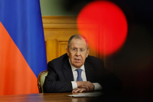 Russia's Foreign Minister Sergei Lavrov speaks during a joint press conference with his Kenyan counterpart following their talks in Moscow on March 16, 2026. (Photo by TATYANA MAKEYEVA / POOL / AFP)