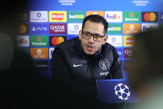 Chelsea's English head coach Liam Rosenior attends a press conference at Stamford Bridge, west London on March 16, 2026, on the eve of their UEFA Champions League, Last 16 second leg football match against Paris Saint-Germain (PSG). (Photo by Toby Shepheard / AFP)