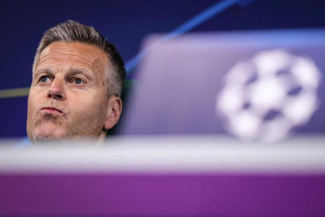 Bodoe/Glimt’s coach Kjetil Knutsen attends gives a press conference on the eve of their UEFA Champions League last 16 second leg football match against Sporting CP at Jose Alvalade stadium in Lisbon on March 16, 2026. (Photo by PATRICIA DE MELO MOREIRA / AFP)