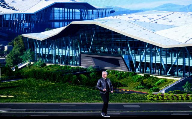 Nvidia CEO Jensen Hwang gives the keynote address at the company's annual GTC developers conference at the SAP Center in San Jose, California, on March 16, 2026. (Photo by JOSH EDELSON / AFP)