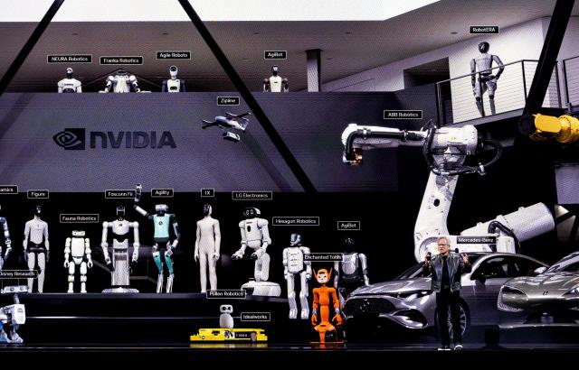 Nvidia CEO Jensen Huang gives the keynote address at the company's annual GTC developers conference at the SAP Center in San Jose, California, on March 16, 2026. (Photo by JOSH EDELSON / AFP)