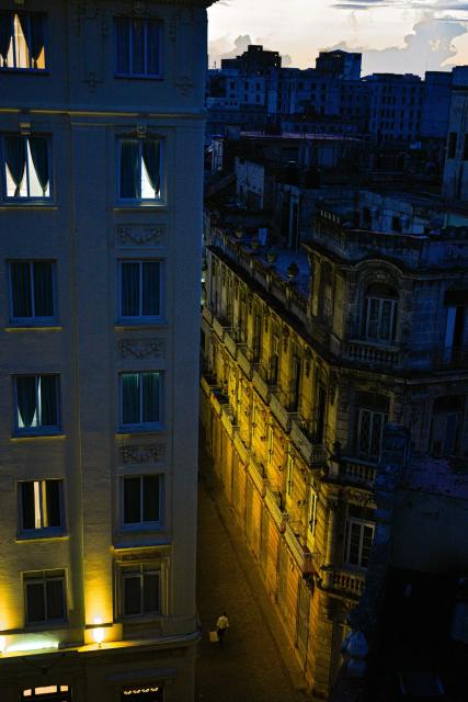 A hotel remains lit by its own system during a blackout in Havana on March 16, 2026. Cuba suffered a widespread power cut on March 16, 2026, according to the national electricity company, against the backdrop of a severe crisis on the island caused by the US energy blockade. (Photo by ADALBERTO ROQUE / AFP)