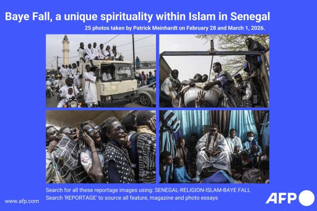 AFP presents a reportage of 60 pictures taken by photographer Patrick Meinhardt of Baye Fall during the holy month of Ramadan in Touba on February 28 and March 1, 2026.
As if their lives depended on it, thousands of disciples from a singular Senegalese religious community devote themselves to their daily mission: preparing meals for the breaking of the fast during Ramadan — an essential expression of their spirituality, which has few parallels in Islam.
They are known as the Baye Fall and they belong to the highly influential Mouride Sufi brotherhood in Senegal, a predominantly Muslim country. Yet their practice of Islam is unlike that of any other Muslim community: the Baye Fall neither pray nor fast, two fundamental precepts among the five pillars of the religion.
They are also instantly recognizable by their striking appearance — dreadlocks, multicolored patchwork garments, and the many mystical accessories they wear.. SENEGAL-RELIGION-RELIGION-ISLAM-BAYE FALL
Search "REPORTAGE" to source all feature, magazine and photo essays. (Photo by PATRICK MEINHARDT / AFP)