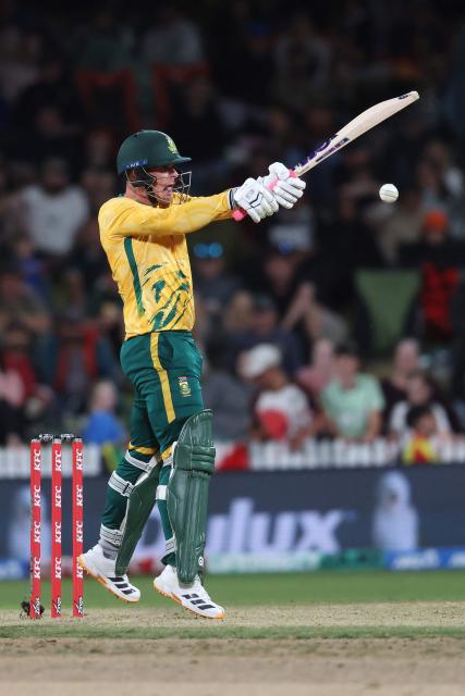 South Africa's Rubin Hermann bats during the second Twenty20 international cricket match between New Zealand and South Africa played at Seddon Park in Hamilton on March 17, 2026. (Photo by Michael Bradley / AFP)