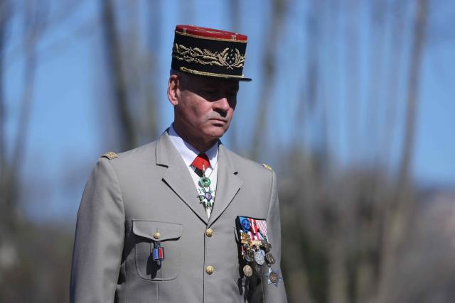 Chief of the French Army General Pierre Schill attends a national tribute ceremony at the 7th Alpine Chasseurs Battalion in Varces, southeastern France on March 17, 2026 for the Chief Warrant Officer Arnaud Frion who was killed in a drone attack in Erbil on March 12, 2026. Arnaud Frion was killed and six other French soldiers were wounded on March 12, 2026 evening in a drone attack in the Erbil region of Iraqi Kurdistan, French authorities announced, lamenting the first death within the French army in the context of the war in the Middle East. (Photo by Alex MARTIN / AFP)