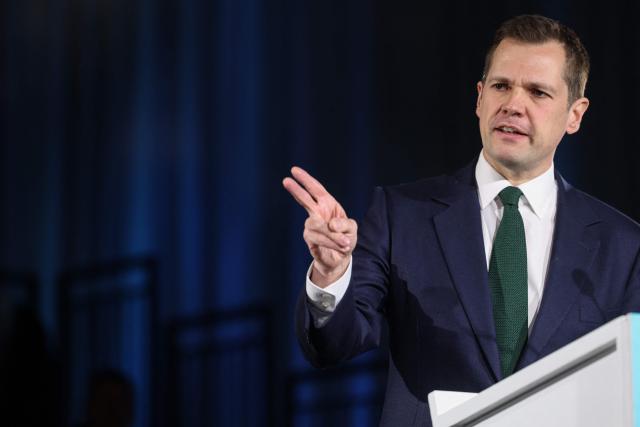 Reform UK party's Shadow Chancellor" Robert Jenrick speaks during a party press conference in central London on March 17, 2026. (Photo by Toby Shepheard / AFP)