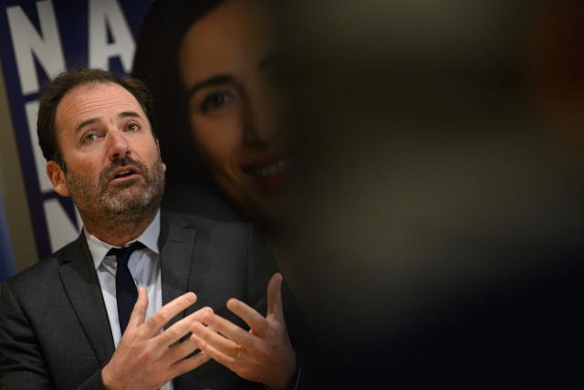 Les Republicains (LR) right wing party candidate for Mayor of Nantes, Foulques Chombart de Lauwe attends a press conference a few days before the second round of France's 2026 municipal elections in Nantes, western France on March 17, 2026. (Photo by Loic VENANCE / AFP)