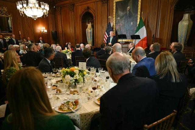 US President Donald Trump speaks during a Friends of Ireland luncheon on Capitol Hill in Washington, DC on March 17, 2026. (Photo by Jim WATSON / AFP)