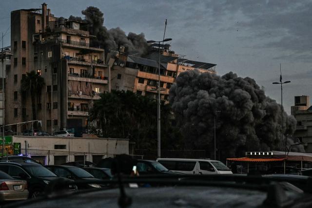 A building collapses after an Israeli airstrike in Beirut’s Bashoura neighbourhood on March 18, 2026. Lebanon was drawn into the Middle East war on March 2 when Iran-backed militant group Hezbollah launched rockets towards Israel in response to US-Israeli strikes that killed Iranian supreme leader Ayatollah Ali Khamenei. (Photo by FADEL itani / AFP)