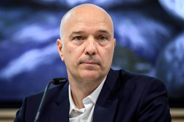 Tissot CEO Sylvain Dolla looks on during a press conference to present the Swiss watchmaker giant Swatch Group's annual results in Biel on March 18, 2026. Swatch reported a plunge in net profit last year on weak demand for movements and other components, though it forecast a strong recovery in 2026. (Photo by Fabrice COFFRINI / AFP)