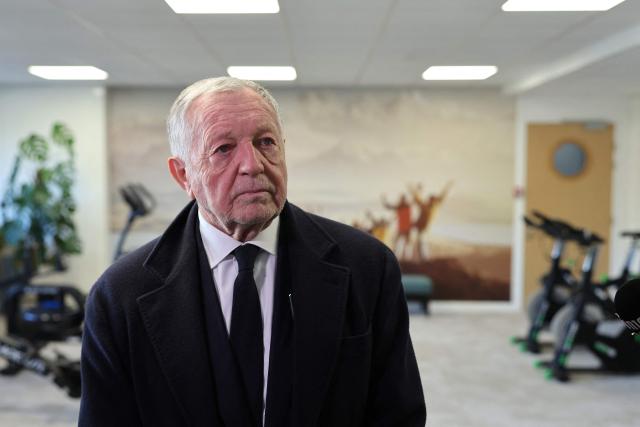 President of Business software publisher Cegid, vice-President of French football federation (FFF) and candidate for mayor in Lyon, Jean-Michel Aulas looks on during a visit of the former offices of the French food company Lustucru, for a housing development project in Lyon, central eastern France, on March 18, 2026. (Photo by Alex MARTIN / AFP)