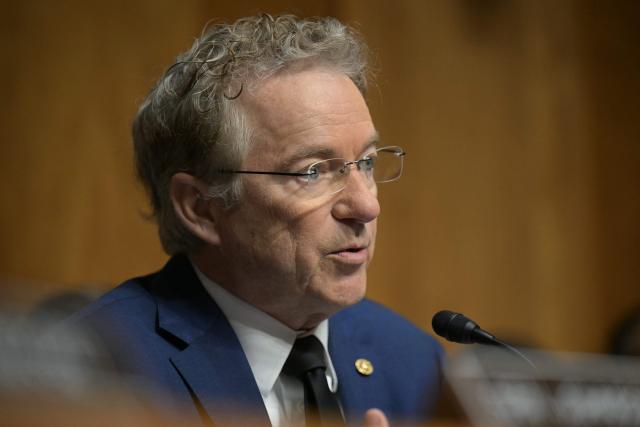 Committee chairman US Senator Rand Paul, Republican from Kentucky, speaks as Senator Markwayne Mullin (R-OK), nominee to be Secretary of Homeland Security, testifies during a Senate Committee on Homeland Security and Governmental Affairs confirmation hearing on Capitol Hill in Washington, DC, on March 18, 2026. (Photo by Oliver Contreras / AFP)