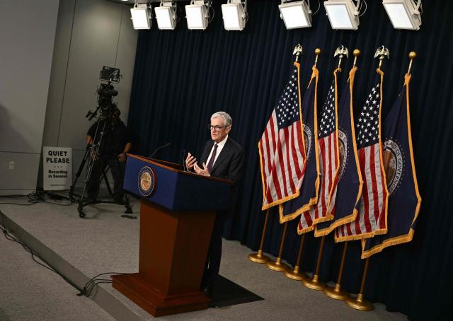 US Federal Reserve Chair Jerome Powell speaks during a press conference following the Federal Open Market Committee meeting at the Federal Reserve Board Building in Washington, DC, on March 18, 2026. The US Federal Reserve kept interest rates unchanged Wednesday as expected, in defiance of President Donald Trump as the world's largest economy battles stubborn inflation, weak labor demand and an "uncertain" economic outlook due to the war in Iran. The Fed's 11-1 vote kept rates steady at a range between 3.50 percent and 3.75 percent, with officials flagging one expected rate cut by the end of the year. (Photo by Brendan SMIALOWSKI / AFP)