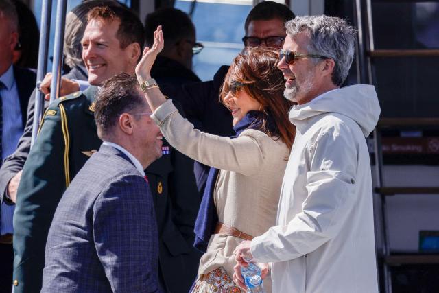 Denmark's King Frederik X (R) and Queen Mary (2nd R) take a trip onboard an Institute for Marine and Antarctic Studies (IMAS) vessel to view the kelp conservation forest at the Alum Cliffs Marine Reserve in Hobart on March 19, 2026. (Photo by ROB BLAKERS / POOL / AFP)