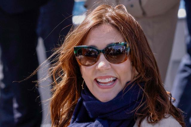 Denmark's Queen Mary takes a trip onboard an Institute for Marine and Antarctic Studies (IMAS) vessel to view the kelp conservation forest at the Alum Cliffs Marine Reserve in Hobart on March 19, 2026. (Photo by ROB BLAKERS / POOL / AFP)