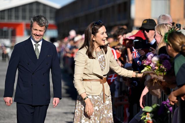 Denmark's King Frederik X and Queen Mary meet with members of the public during a visit to the waterfront in Hobart on March 19, 2026. (Photo by Steve BELL / POOL / AFP)
