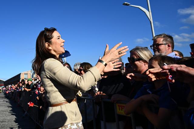 Denmark's Queen Mary meet members of the public during a visit to the waterfront in Hobart on March 19, 2026. (Photo by Steve Bell / POOL / AFP)