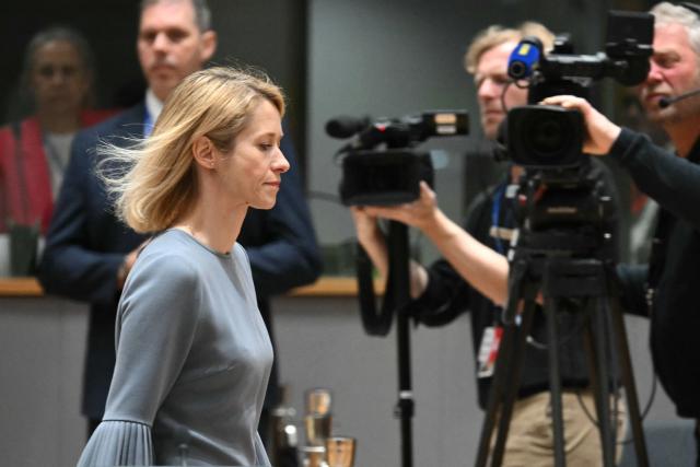 EU High Representative and Vice-President for Foreign Affairs and Security Policy Kaja Kallas arrives at a rountable during the EU Summit at the EU headquarters in Brussels, on March 19, 2026. European Union leaders meet in the context of the US-Israeli war against Iran that is consuming the Middle East, and its consequences on energy prices and security. (Photo by NICOLAS TUCAT / AFP)