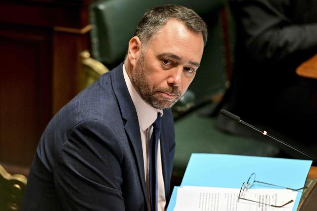 Belgium's vice-prime minister and Minister of Foreign Affairs Maxime Prevot looks on during a plenary session of the Chamber at the Federal Parliament in Brussels on March 19, 2026. (Photo by DIRK WAEM / Belga / AFP) / Belgium OUT