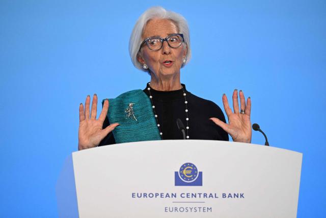 (FILES) European Central Bank (ECB) President Christine Lagarde addresses a press conference on the Eurozone's monetary policy, at the central bank's headquarters in Frankfurt am Main, western Germany, on December 18, 2025. The European Central Bank (ECB) will hold a press conference on the Eurozone's monetary policy on March 19, 2026. (Photo by Kirill KUDRYAVTSEV / AFP)