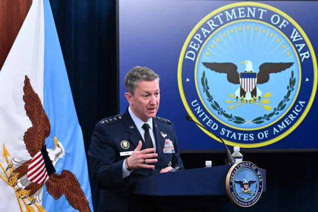 Chairman of the Joint Chiefs of Staff General Dan Caine speaks during a news conference at the Pentagon in Washington, DC, on March 19, 2026. Oil and gas prices soared Thursday after Iran hit the world's largest liquefied natural gas (LNG) facility in Qatar and threatened to destroy the region's energy infrastructure, and US President Donald Trump warned of a furious US response if such attacks continued. (Photo by Mandel NGAN / AFP)