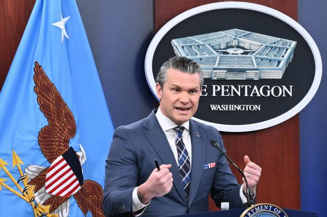 US Secretary of Defense Pete Hegseth speaks during a news conference at the Pentagon in Washington, DC, on March 19, 2026. Oil and gas prices soared Thursday after Iran hit the world's largest liquefied natural gas (LNG) facility in Qatar and threatened to destroy the region's energy infrastructure, and US President Donald Trump warned of a furious US response if such attacks continued. (Photo by Mandel NGAN / AFP)