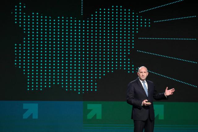 Former Bulgaria's President Rumen Radev speaks to suporters during the presentation of the priorities of his political coalition "Progressive Bulgaria" in Sofia on March 19, 2026, ahead of Bulgaria's parliamentary elections on April 19. Bulgaria's ex-president on March 16 said he had formed a coalition to run in next month's snap elections, with his movement tipped to top the Balkan state's eighth vote in five years. The April 19 vote comes after anti-corruption protests swept a conservative-led government from office in mid-December, triggering fresh political uncertainty in the EU country. (Photo by DIMITAR KYOSEMARLIEV / AFP)
