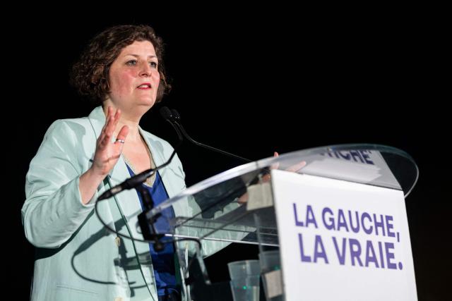 Incumbent mayor of Strasbourg and Les Ecologistes candidate for re-election Jeanne Barseghian speaks during a campaign rally in Strasbourg on March 19, 2026, ahead of the second round of France's municipal elections. Barseghian, who has fallen behind the former Socialist mayor, reached an agreement with Left-wing La France Insoumise (LFI) for the second round. (Photo by ROMEO BOETZLE / AFP)