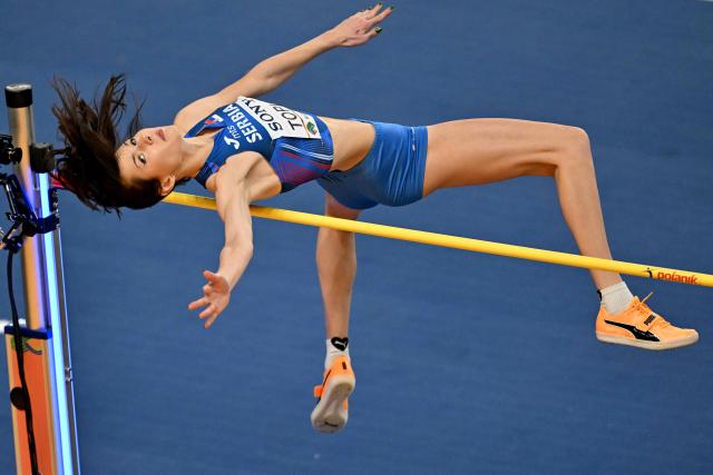 Serbia's Angelina Topic competes in the women's final high jump event during the World Athletics Indoor Championships Kujawy Pomorze 2026 in Torun, Poland on March 20, 2026. (Photo by Andrej ISAKOVIC / AFP)