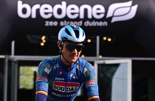 Soudal Quick-Step's Belgian rider Yves Lampaert arrives at start of the 'Bredene Koksijde Classic' one day cycling race, 203.4 km from Bredene to Koksijde, on March 20, 2026. (Photo by DIRK WAEM / Belga / AFP) / Belgium OUT