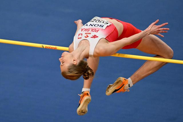 Poland's Maria Zodzik competes in the women's final high jump event during the World Athletics Indoor Championships Kujawy Pomorze 2026 in Torun, Poland on March 20, 2026. (Photo by Andrej ISAKOVIC / AFP)