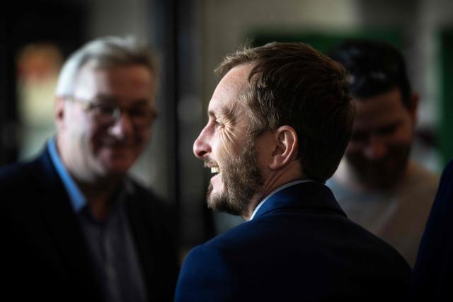 France's leftist party La France Insoumise (LFI) MP and Toulouse's mayoral candidate François Piquemal smiles during a press conference in Toulouse, southern France, on March 20, 2026 ahead of the second round of France's municipal elections. (Photo by Lionel BONAVENTURE / AFP)