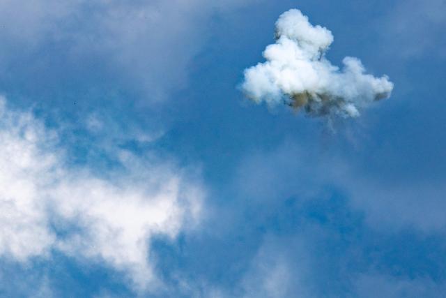 An Iron Dome interceptor destroys an incoming missile along the border with Lebanon in the Upper Galilee in northern Israel on March 20, 2026. The United States and Israel began the war on February 28, 2026, by attacking Iran and killing its supreme leader. Iran retaliated with strikes against Israel and US allies and interests across the Gulf and Iraq, drawing the whole region into war. Lebanon was drawn into the conflict on March 2 when Hezbollah militants launched rockets at Israel after the killing of the Iranian supreme leader. (Photo by Odd ANDERSEN / AFP)