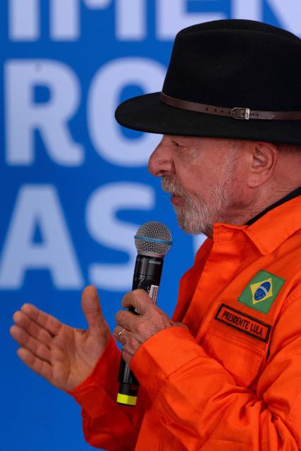 Brazil's President Luiz Inacio Lula da Silva announces Petrobras' investments at the Gabriel Passos Refinery in Betim, Minas Gerais state, Brazil, on March 20, 2026. (Photo by Douglas MAGNO / AFP)