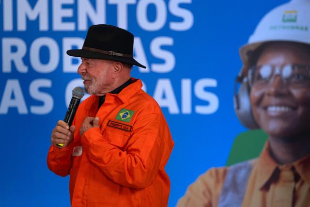 Brazil's President Luiz Inacio Lula da Silva announces Petrobras' investments at the Gabriel Passos Refinery in Betim, Minas Gerais state, Brazil, on March 20, 2026. (Photo by Douglas MAGNO / AFP)