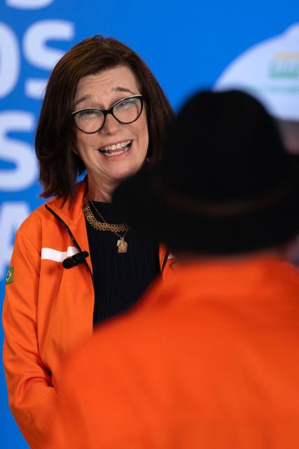 Petrobras President Magda Chambriard speaks on investments at the Gabriel Passos Refinery in Betim, Minas Gerais state, Brazil, on March 20, 2026. (Photo by Douglas MAGNO / AFP)