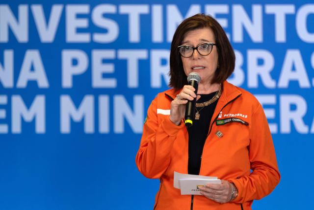 Petrobras President Magda Chambriard speaks on investments at the Gabriel Passos Refinery in Betim, Minas Gerais state, Brazil, on March 20, 2026. (Photo by Douglas MAGNO / AFP)