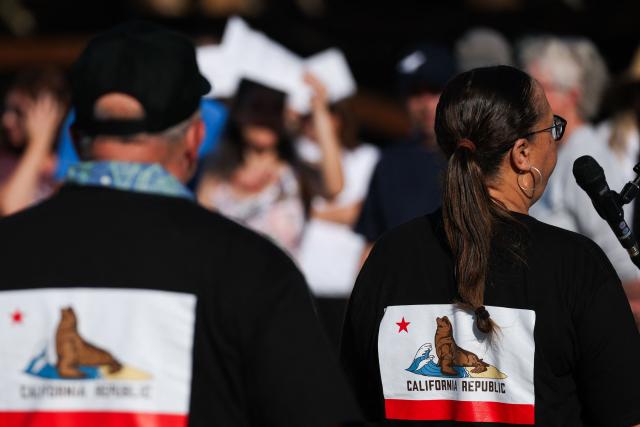 Democratic California State Senator Laura Richardson speaks before three rehabilitated sea lion pups are released into the Pacific Ocean by the Marine Mammal Care Center at the Redondo Pier in Redondo Beach, California on March 20, 2026. Laura Richardson announced legislation SB 1286 would establish the California sea lion as the official state pinniped. (Photo by Patrick T. Fallon / AFP)