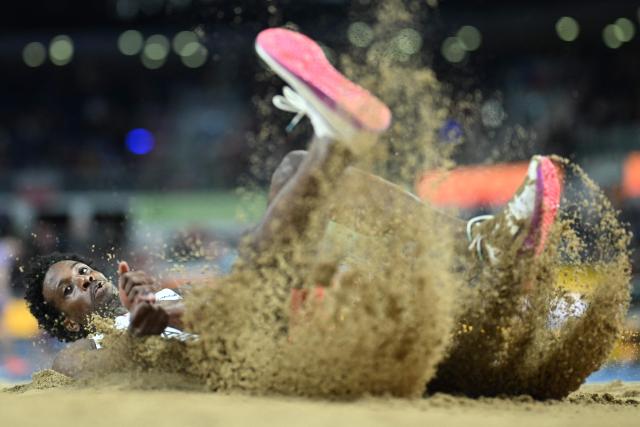 France's Melvin Raffin competes in the men's final triple jump event during the World Athletics Indoor Championships Kujawy Pomorze 2026 in Torun, Poland on March 20, 2026. (Photo by Kirill KUDRYAVTSEV / AFP)