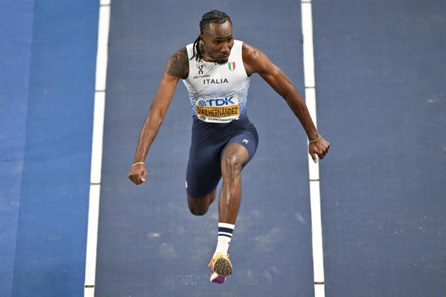 Italy's Andy Diaz Hernandez competes in the men's final triple jump event during the World Athletics Indoor Championships Kujawy Pomorze 2026 in Torun, Poland on March 20, 2026. (Photo by Andrej ISAKOVIC / AFP)