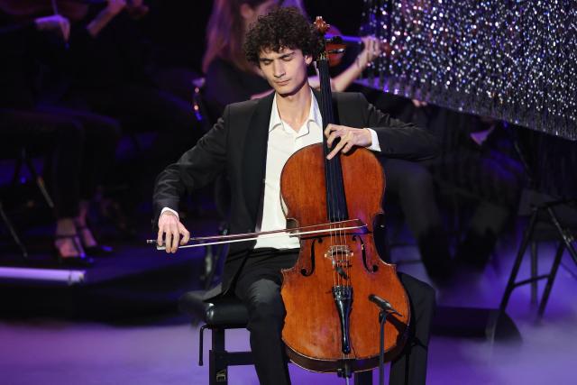French cellist Léo Ispir performs during the Victoires de la Musique Classique 2026 music awards ceremony at Le Quartz theatre in Brest March 20, 2026. (Photo by FRED TANNEAU / AFP)