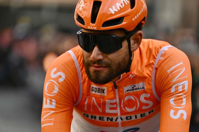 Ineos Grenadiers' Italian rider Filippo Ganna is pictured before the Milan - Sanremo one-day classic cycling race, in Pavia, on March 21, 2026. (Photo by Marco BERTORELLO / AFP)