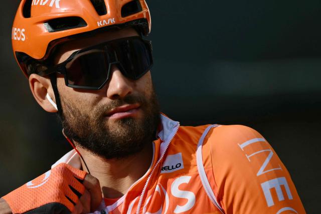 Ineos Grenadiers' Italian rider Filippo Ganna is pictured before the Milan - Sanremo one-day classic cycling race, in Pavia, on March 21, 2026. (Photo by Marco BERTORELLO / AFP)